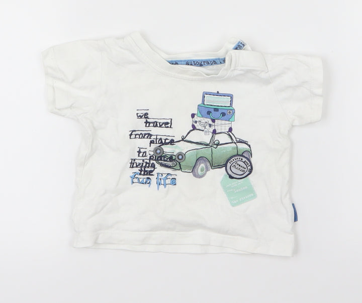 Marks and Spencer Boys White   Basic T-Shirt Size 0-3 Months  - Cars