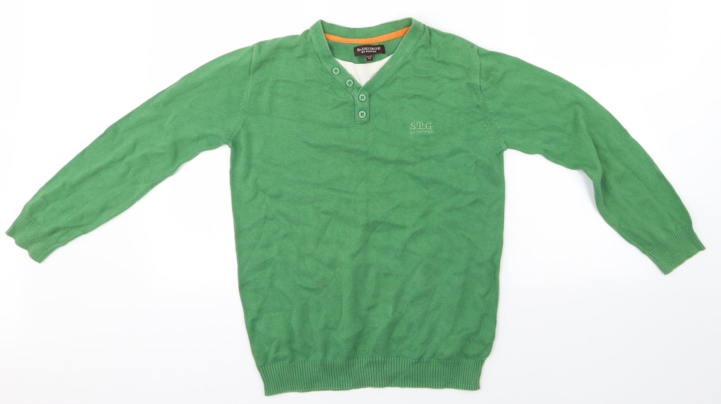 Duffer of St. George Boys Green   Pullover Jumper Size 11-12 Years