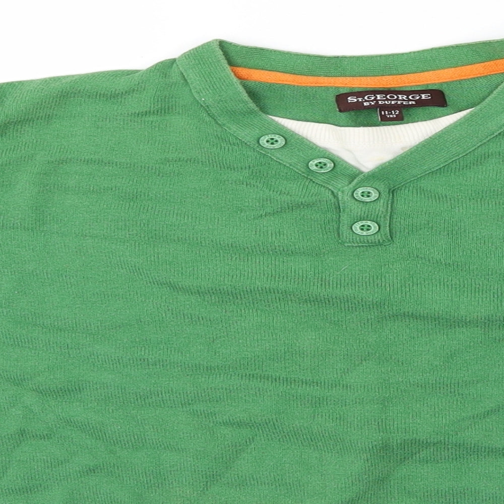 Duffer of St. George Boys Green   Pullover Jumper Size 11-12 Years