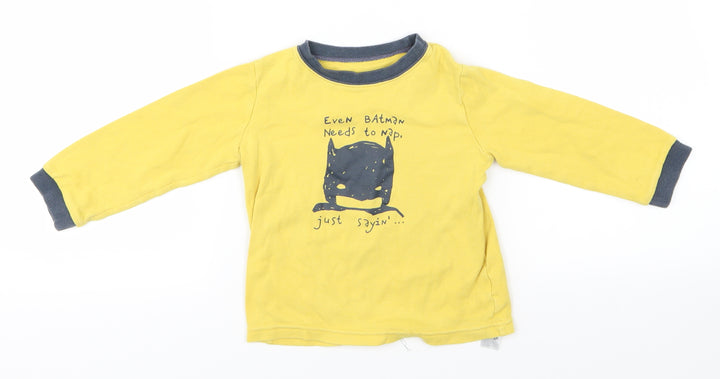 George Boys Yellow   Basic T-Shirt Size 18-24 Months  - batman