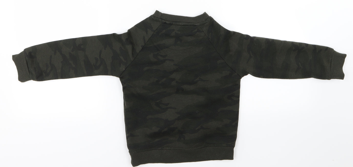 Primark Boys Green Camouflage  Pullover Jumper Size 4-5 Years  - NYC