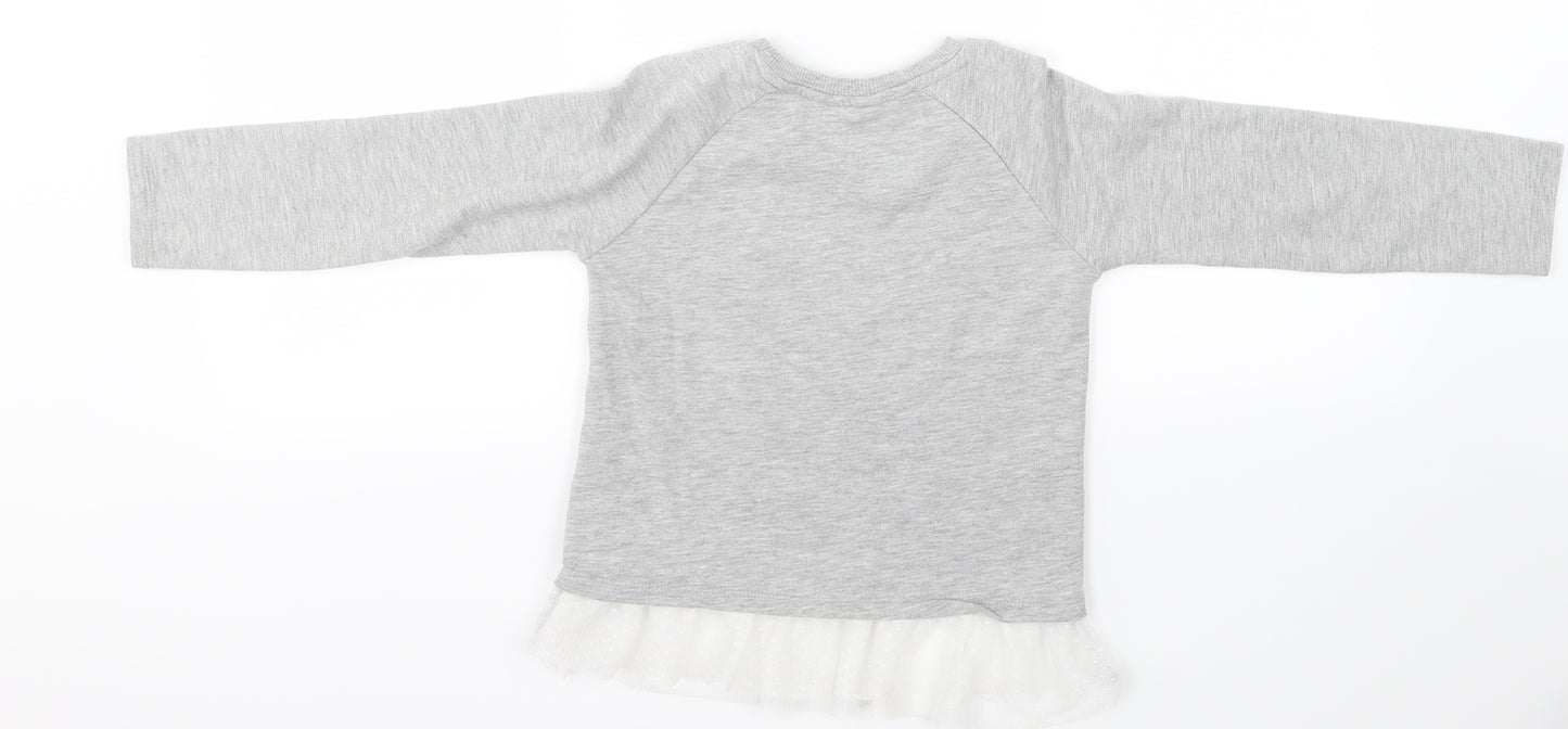 Primark Girls Grey   Pullover Jumper Size 6-7 Years  - heart forever