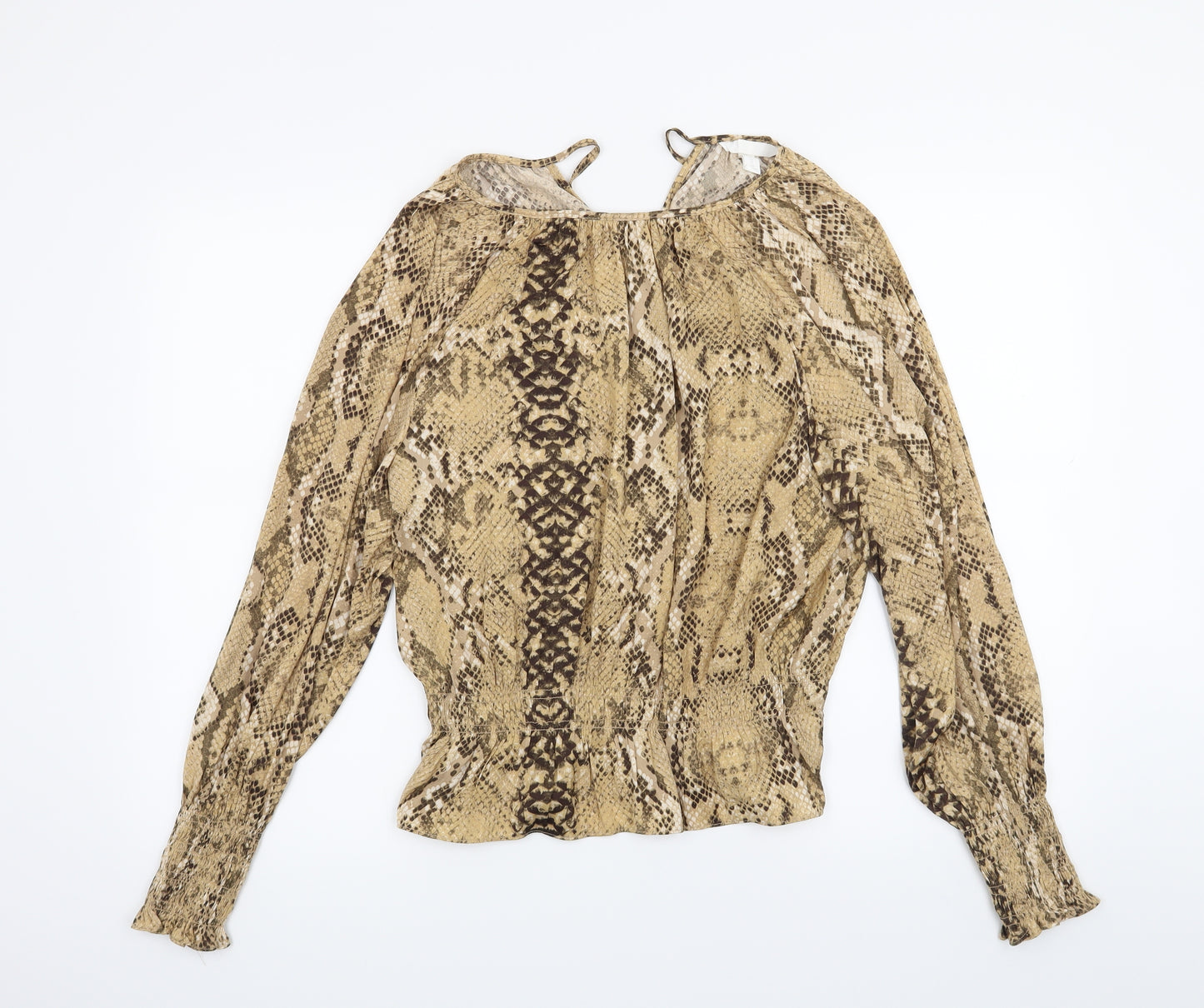 H&M Womens Beige Animal Print  Basic Blouse Size 12