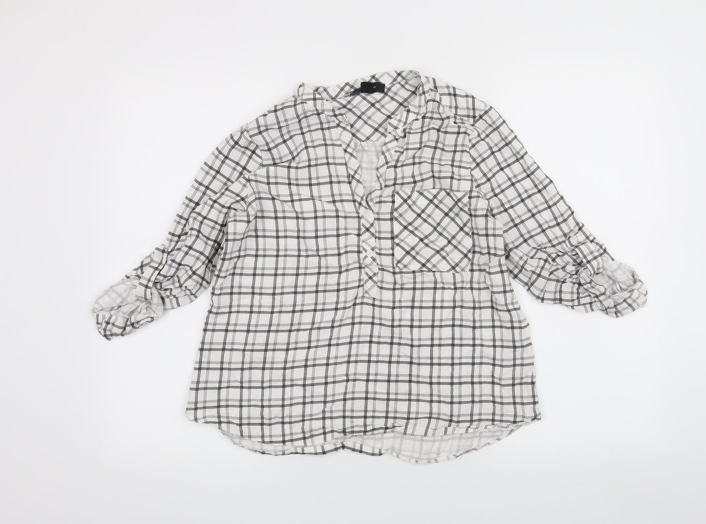 Atmosphere Womens White Check  Basic Blouse Size 14