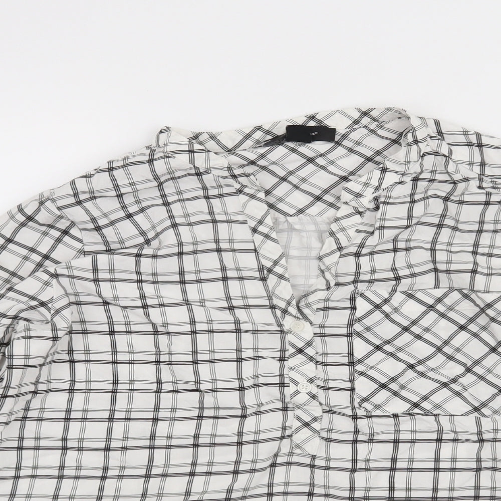 Atmosphere Womens White Check  Basic Blouse Size 14