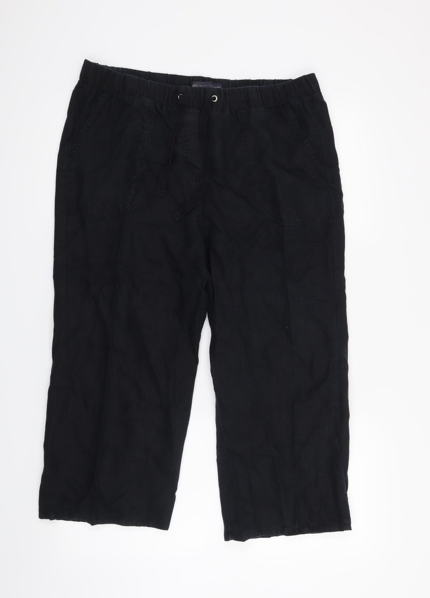 M&S  Womens Black   Cropped Trousers Size 14 L20 in