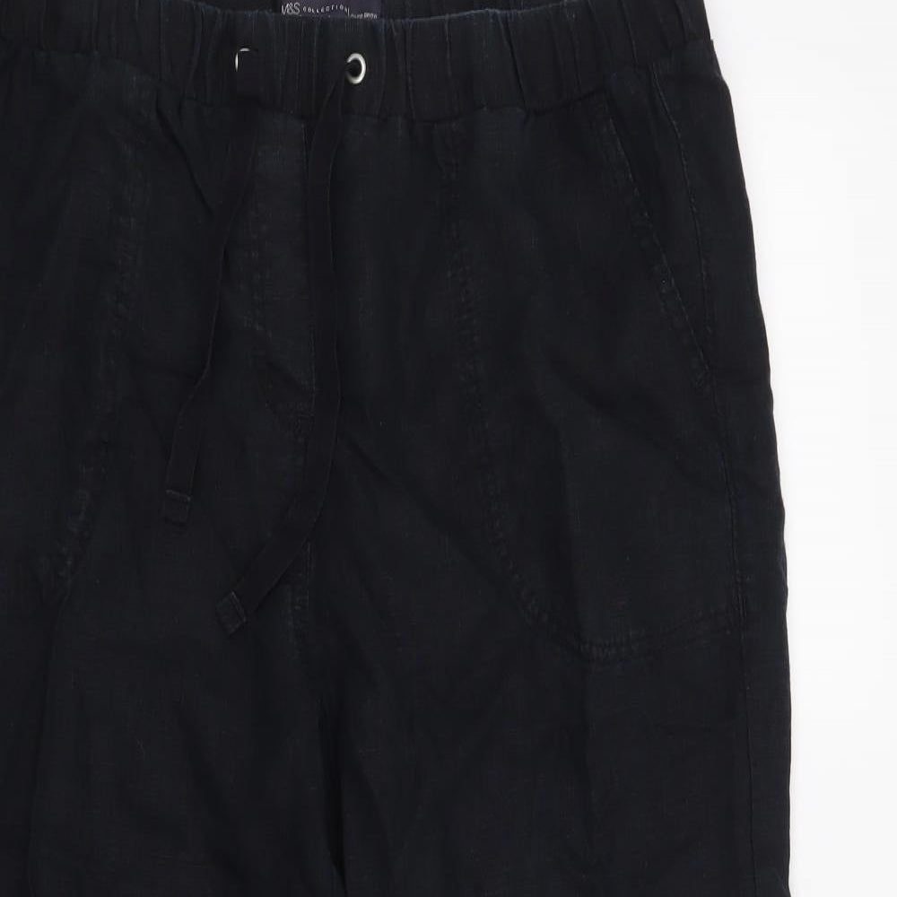 M&S  Womens Black   Cropped Trousers Size 14 L20 in