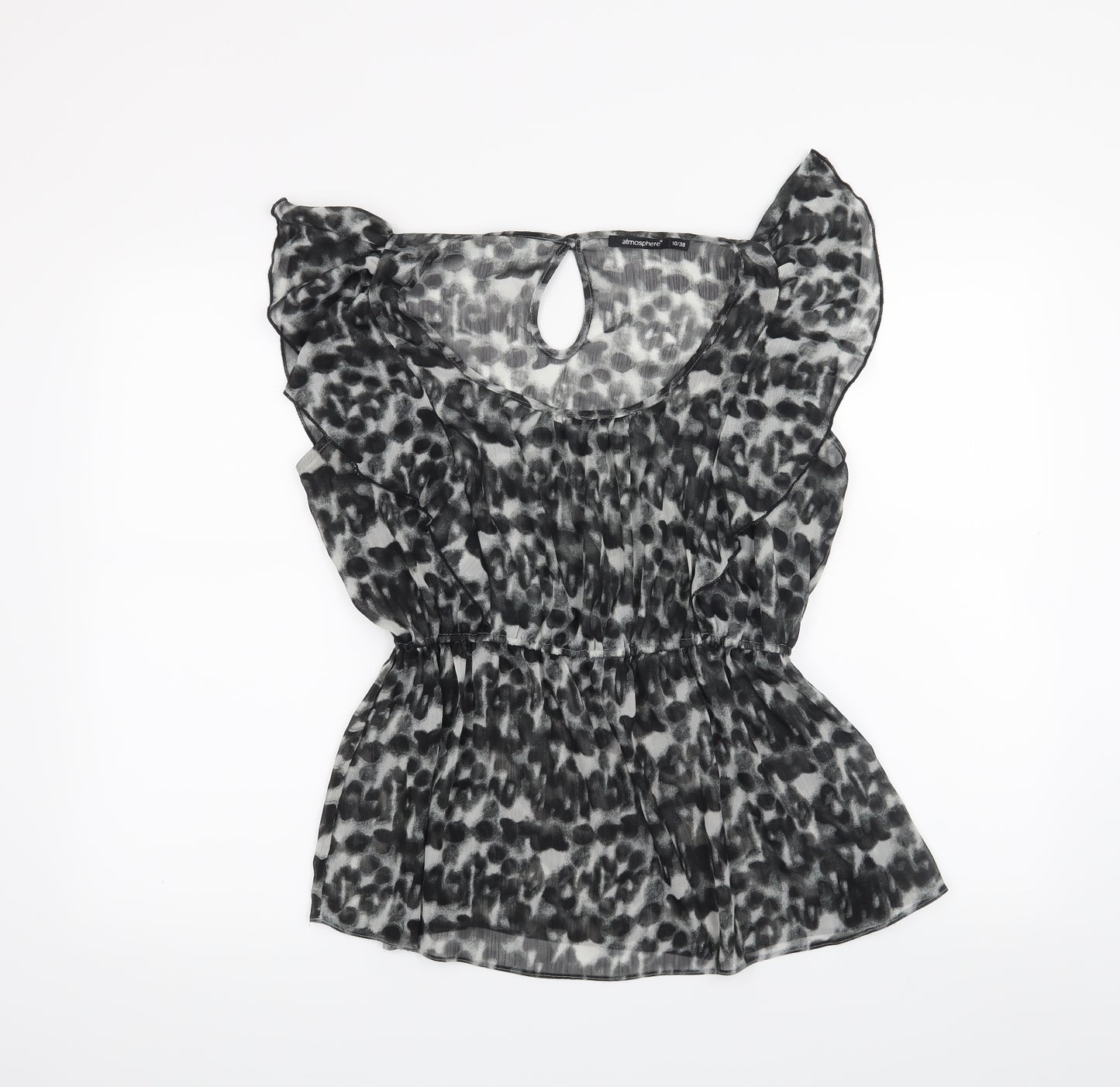 Atmosphere Womens Black Animal Print  Basic Blouse Size 10
