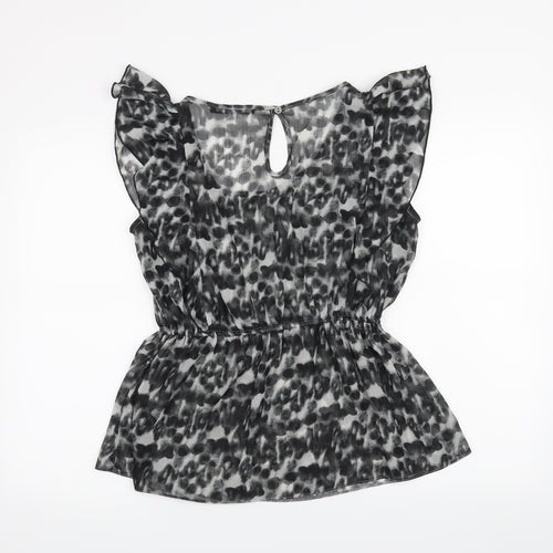Atmosphere Womens Black Animal Print  Basic Blouse Size 10