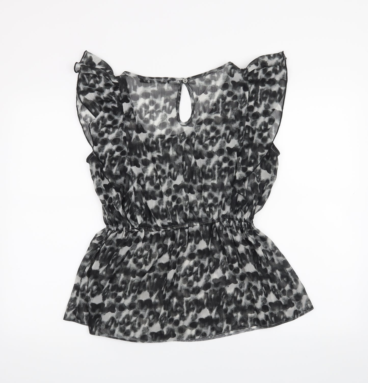 Atmosphere Womens Black Animal Print  Basic Blouse Size 10