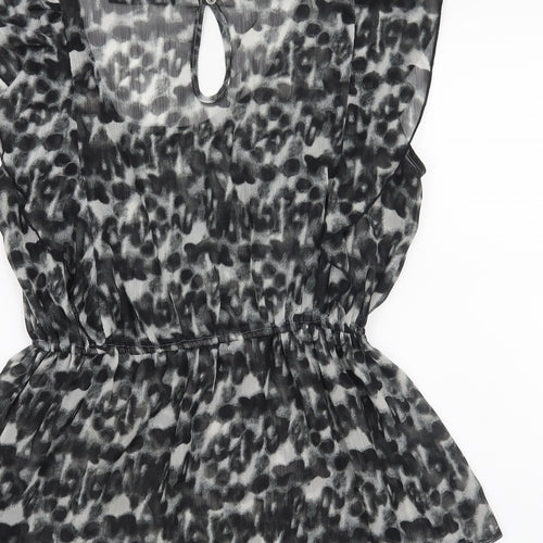Atmosphere Womens Black Animal Print  Basic Blouse Size 10