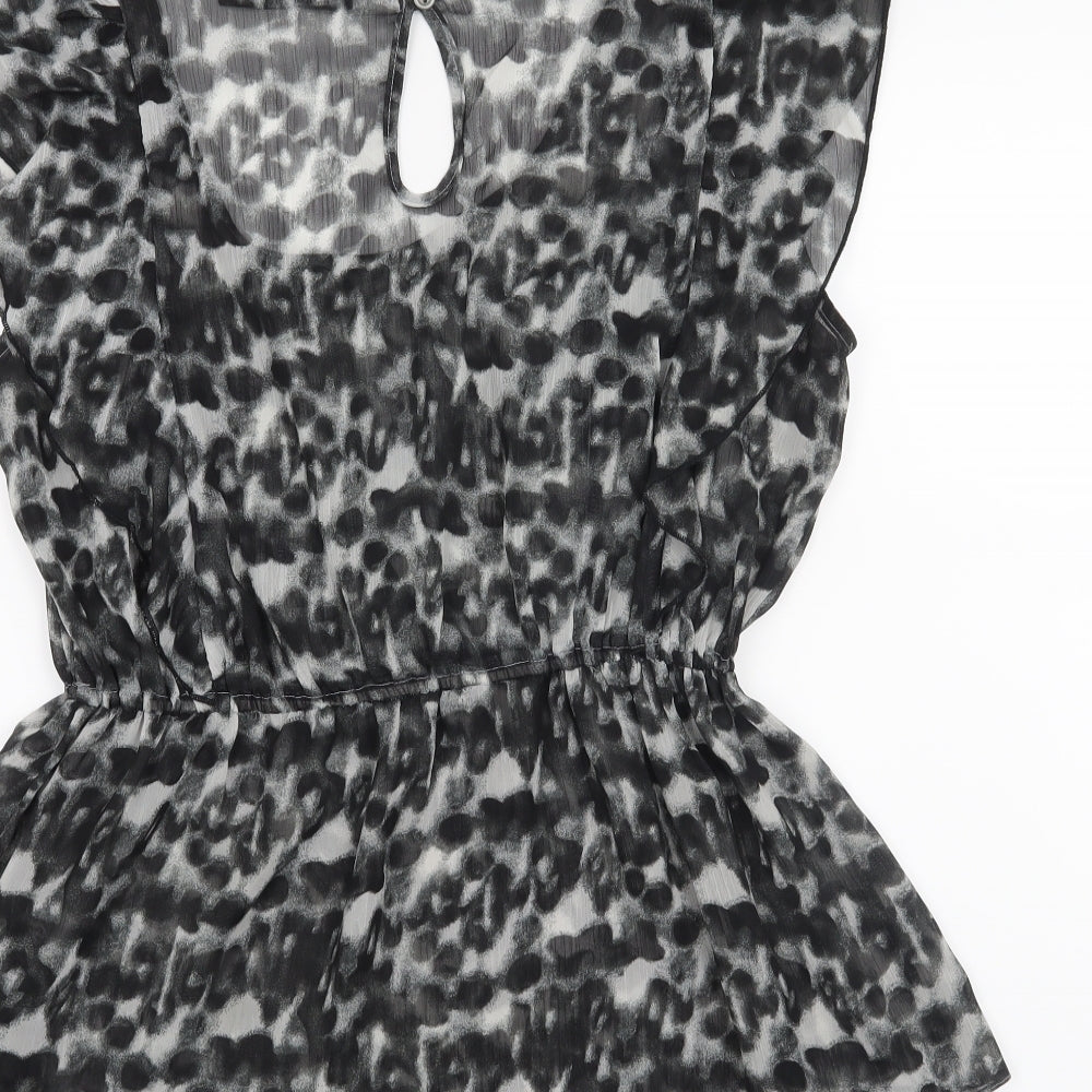 Atmosphere Womens Black Animal Print  Basic Blouse Size 10