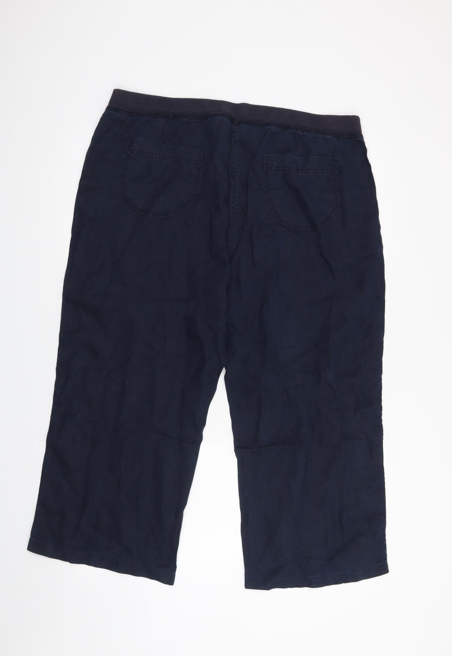M&S  Womens Blue   Cropped Trousers Size 16 L22 in