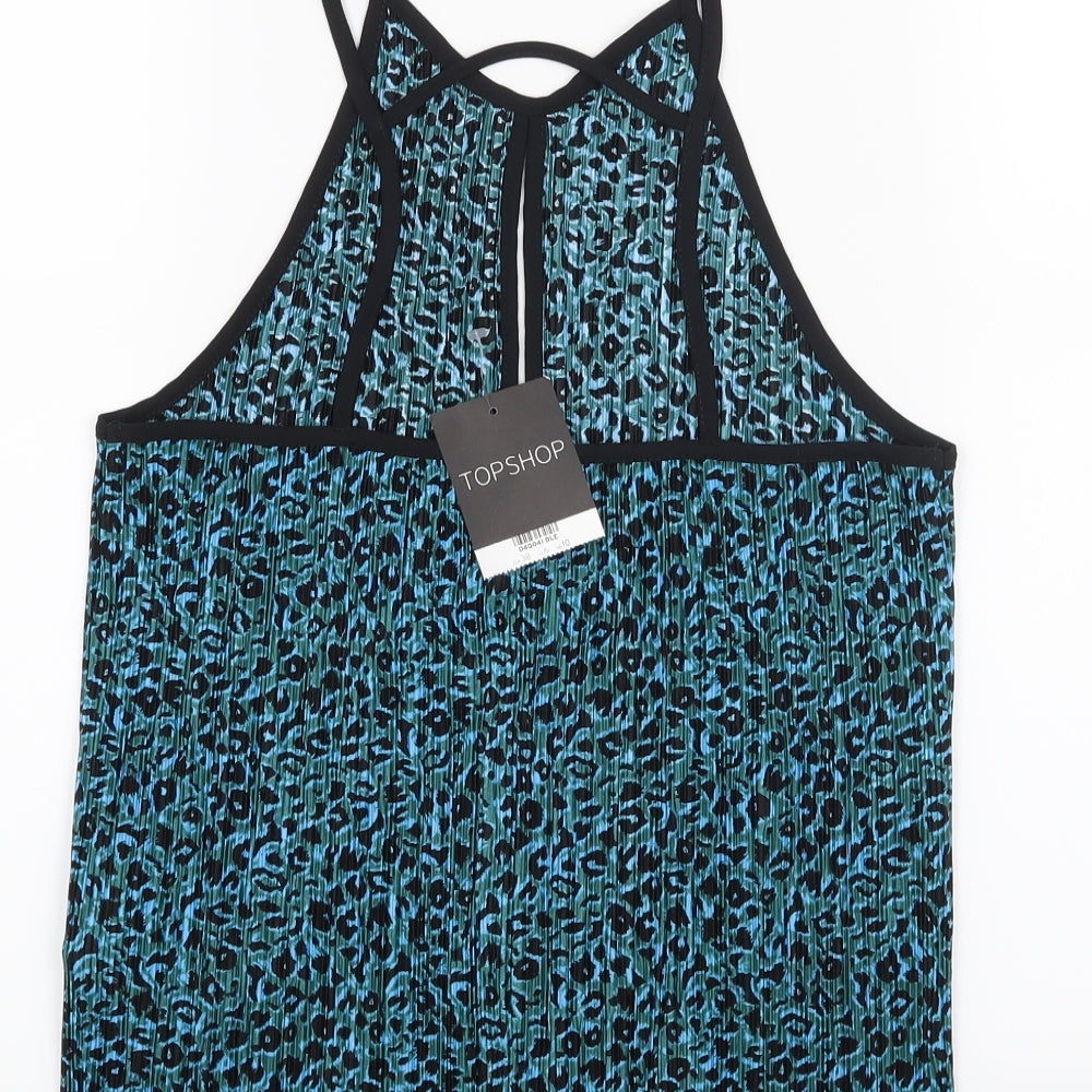 Topshop Womens Blue Animal Print  Basic Tank Size 10
