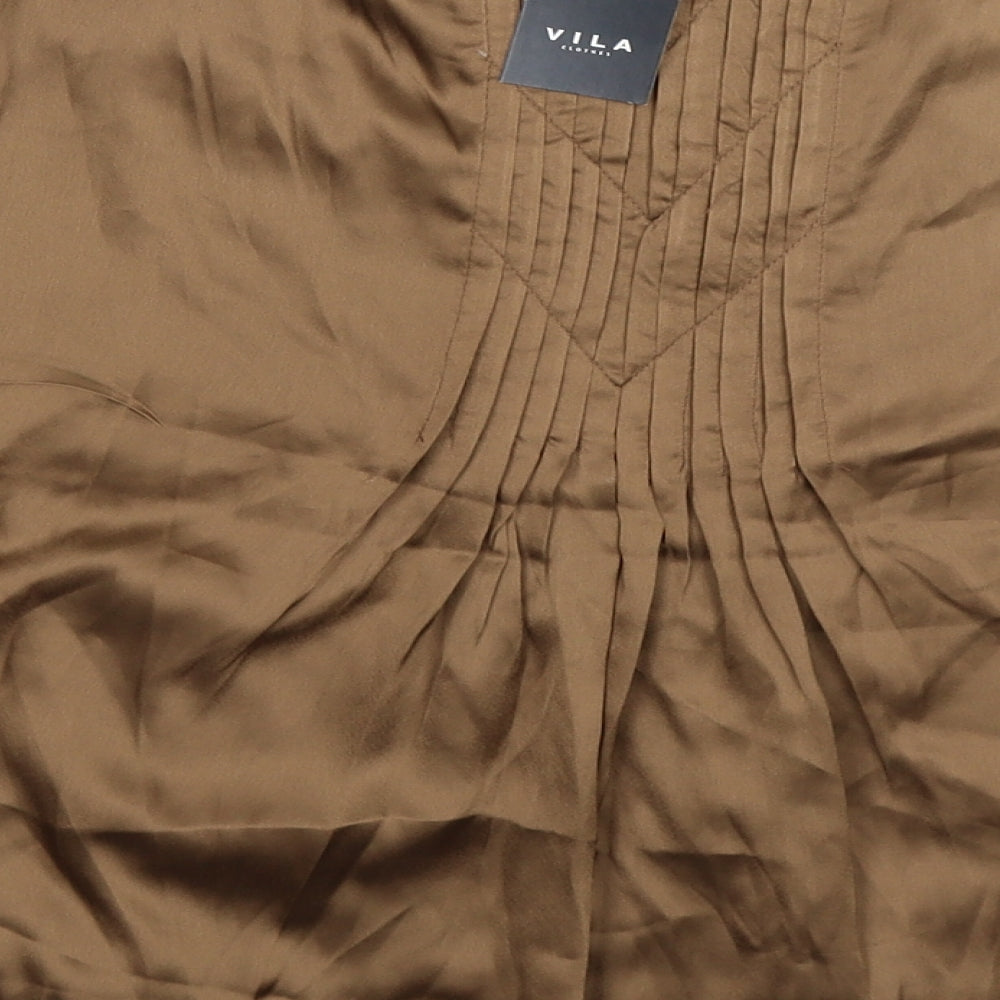 VILA Womens Gold  Satin Flare Skirt Size M