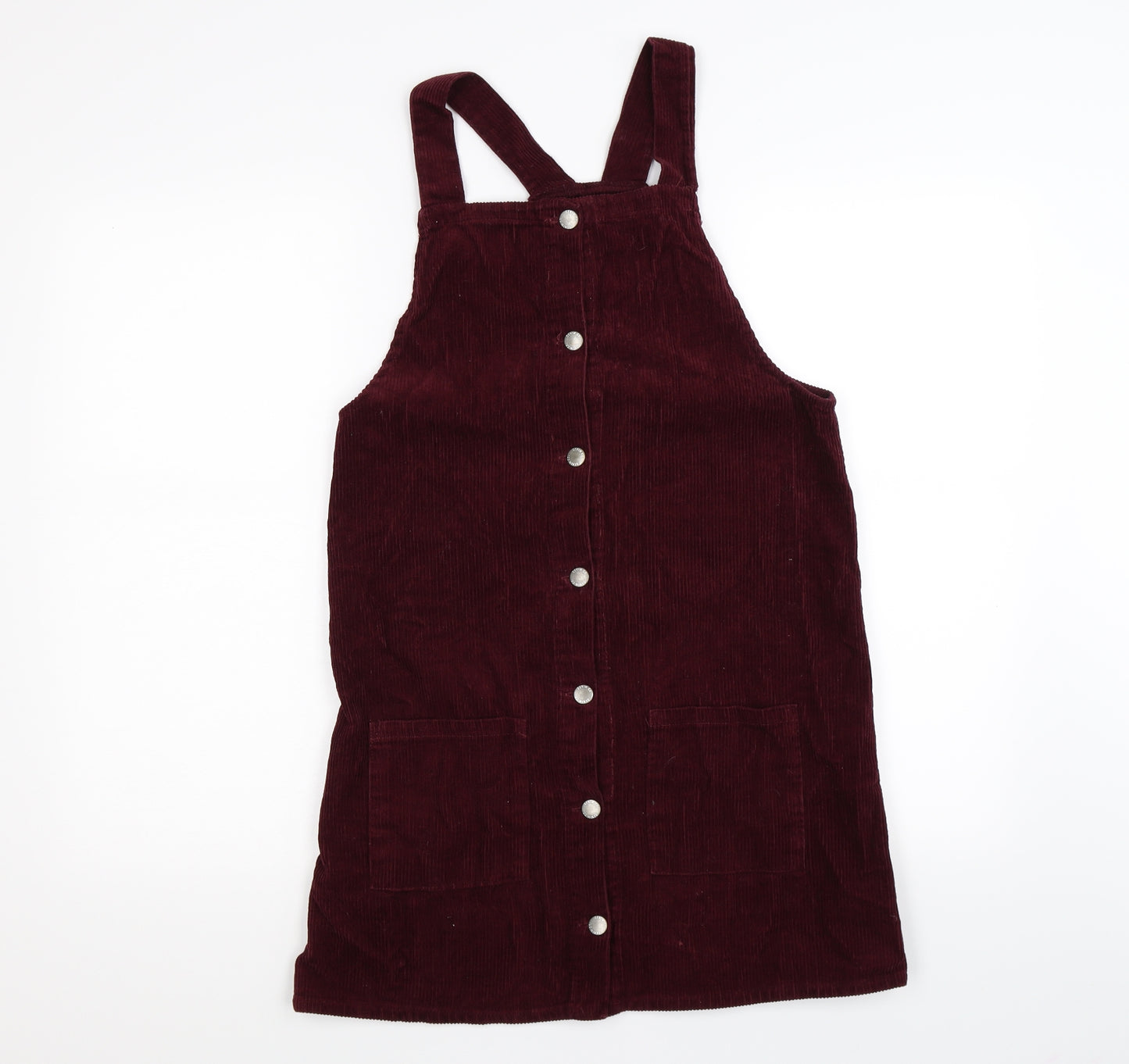 denim co Girls Red Striped Corduroy Pinafore/Dungaree Dress  Size 13-14 Years