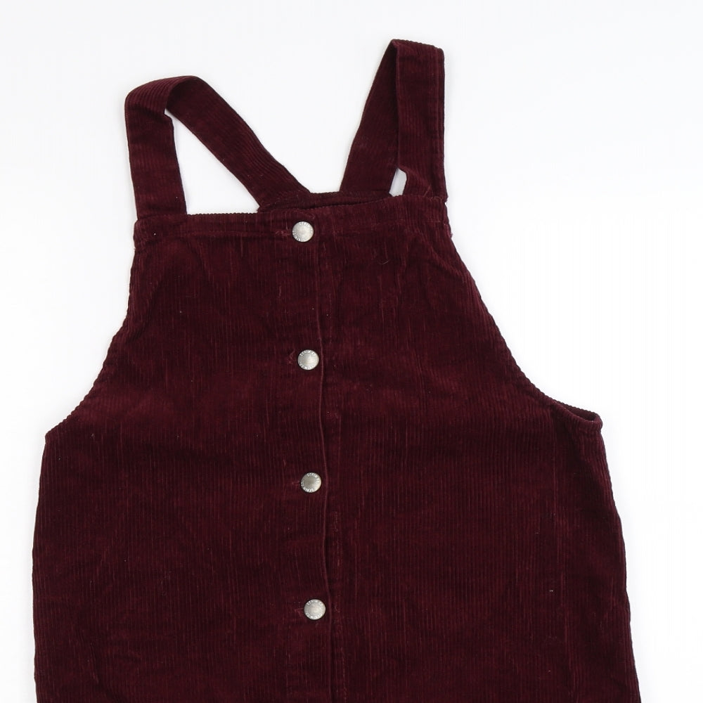 denim co Girls Red Striped Corduroy Pinafore/Dungaree Dress  Size 13-14 Years