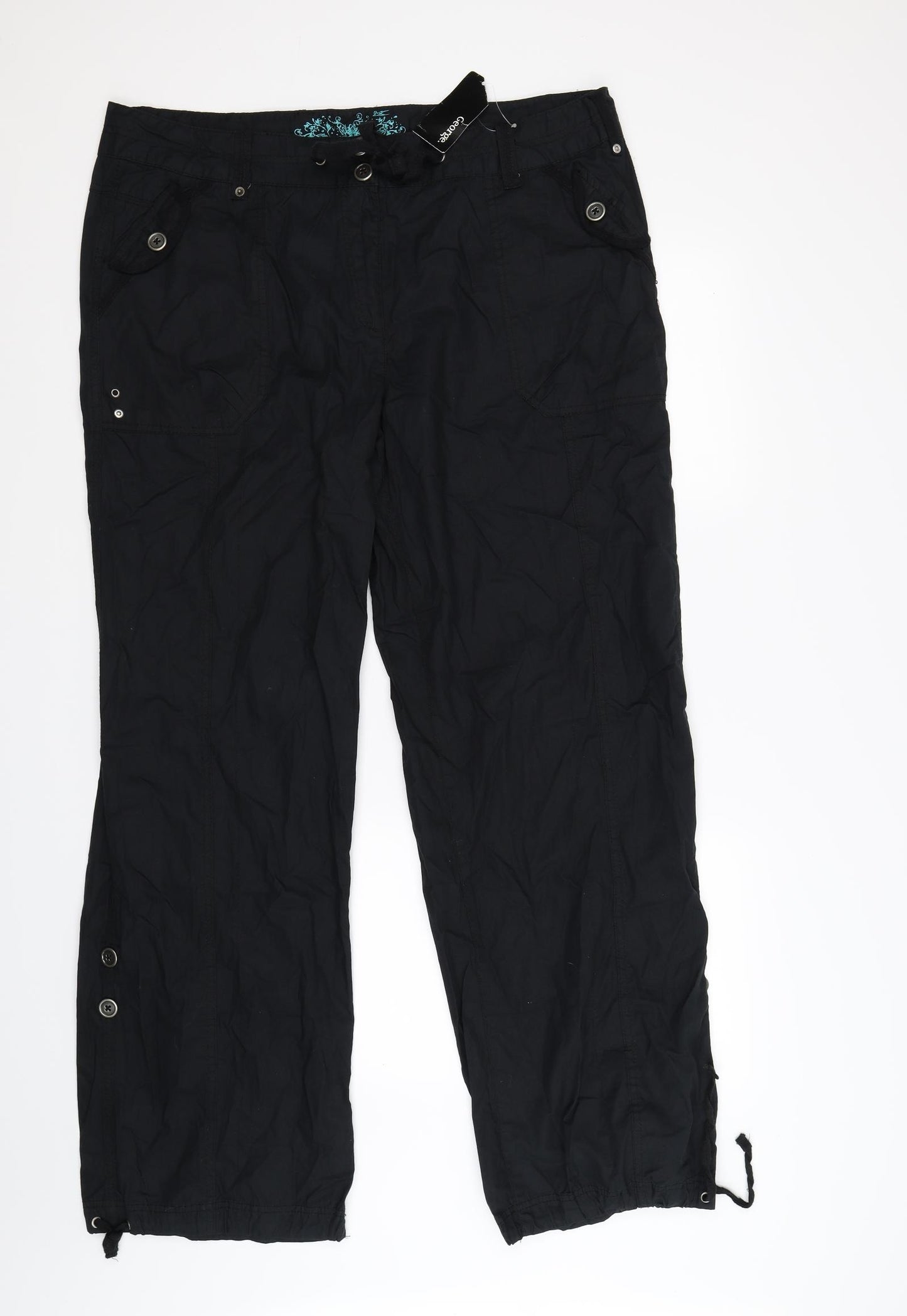 George Womens Black   Cargo Trousers Size 18 L32.5 in