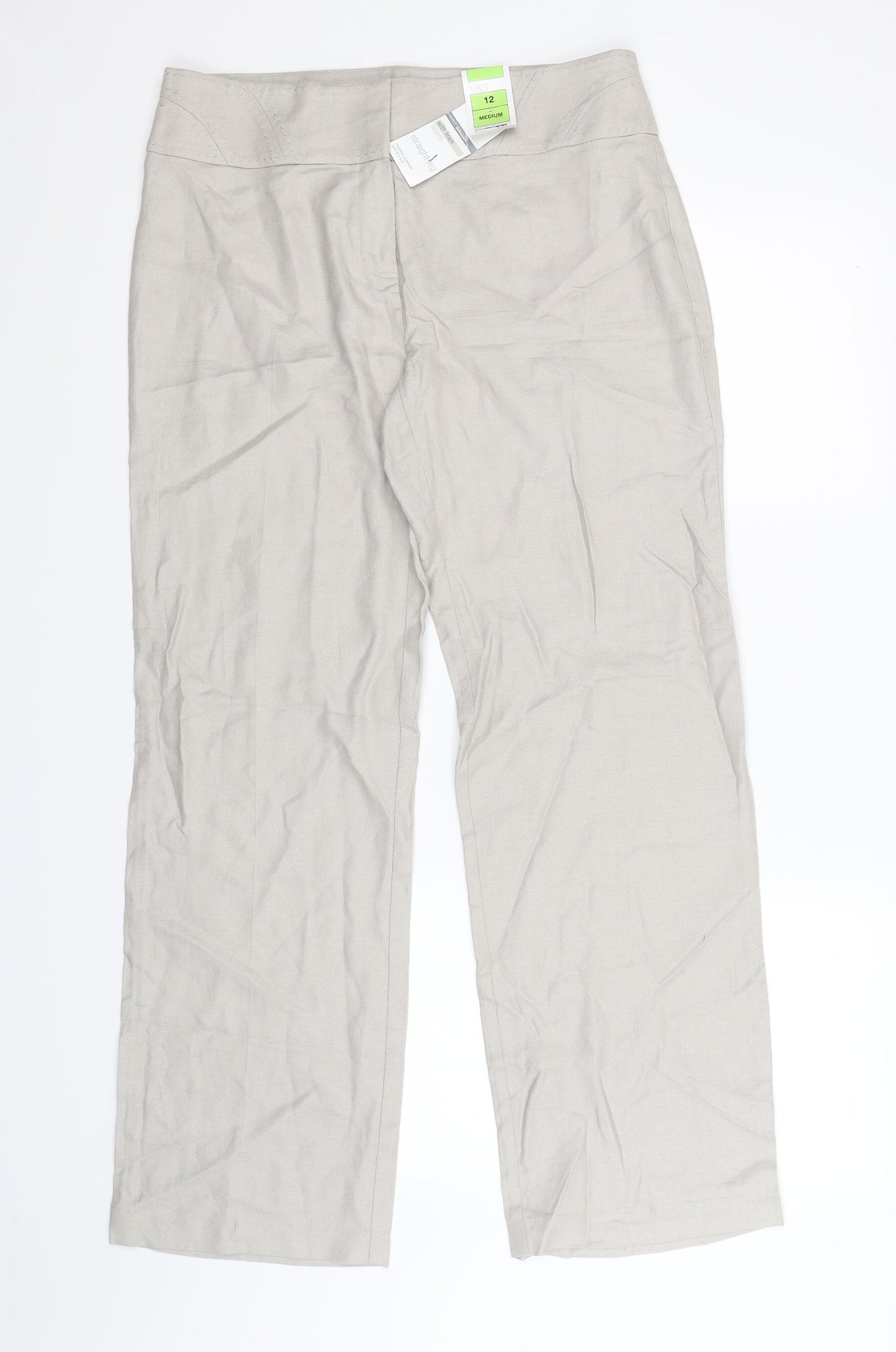 Marks and Spencer Womens Beige   Trousers  Size 12 L31 in