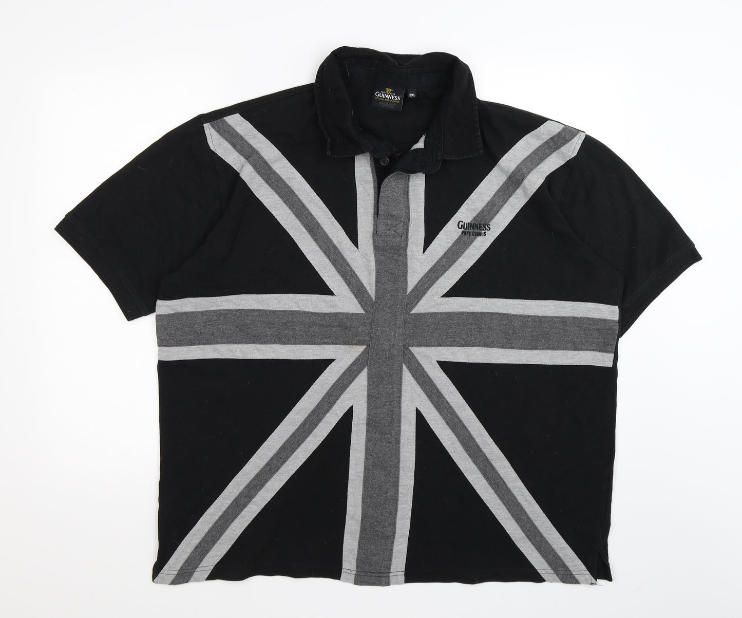 guiness Mens Black Striped   Polo Size 2XL