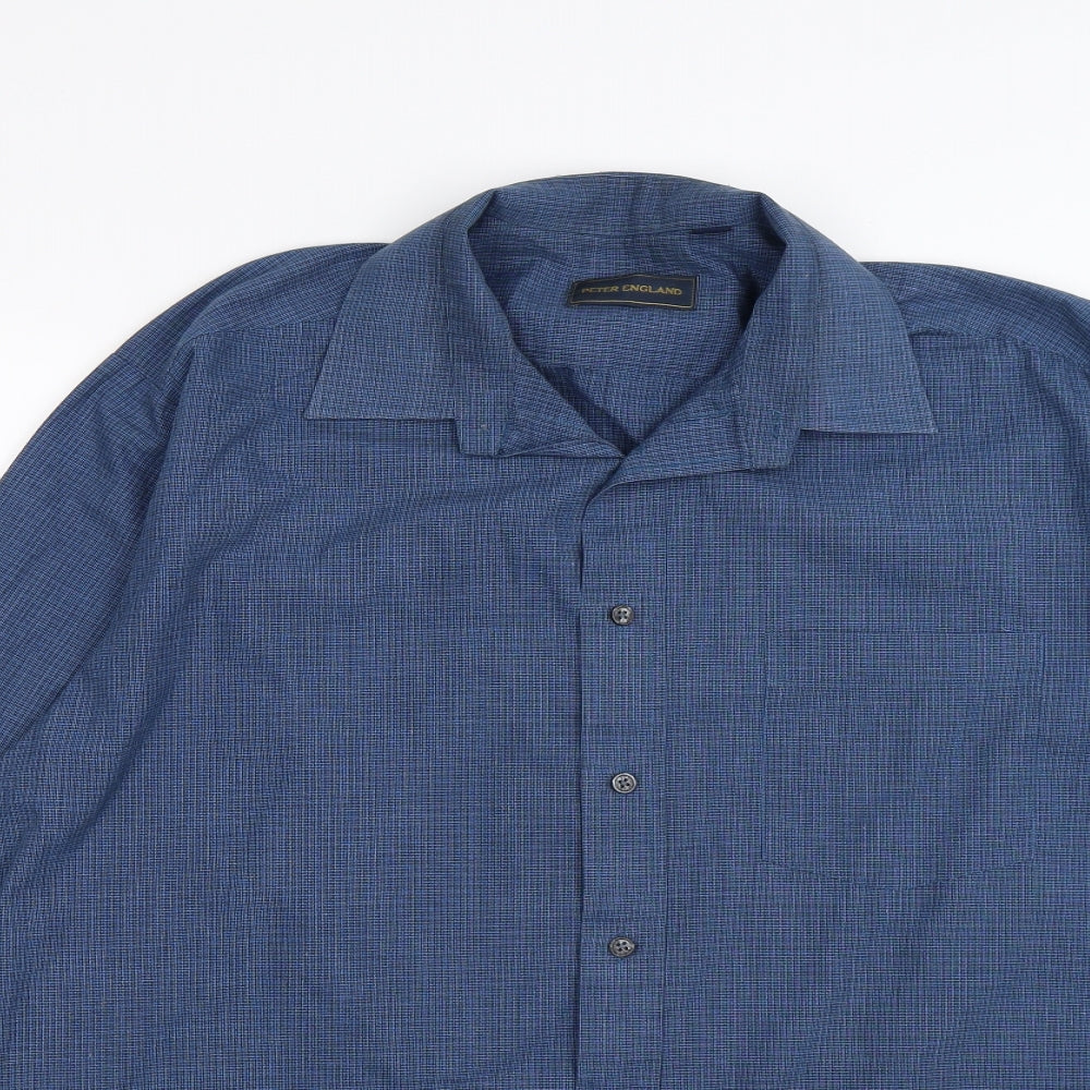 Peter England Mens Blue Check   Button-Up Size 16.5