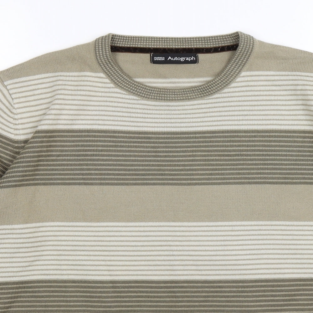 Marks and Spencer Mens Brown Striped Knit Pullover Jumper Size M