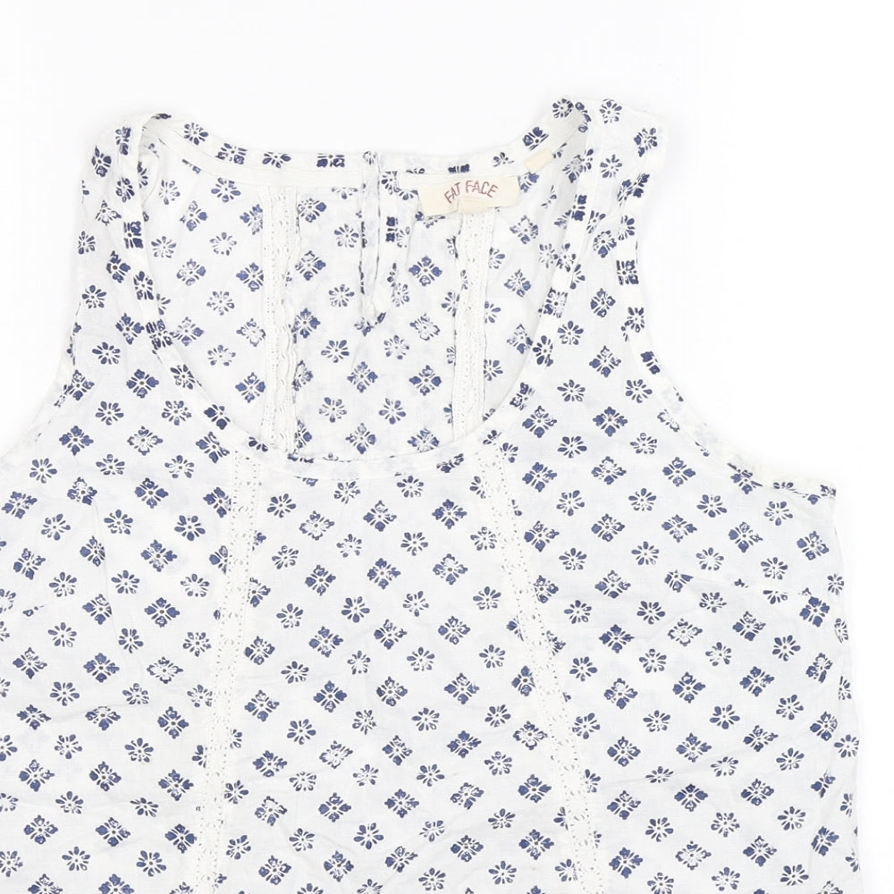 Fat Face Womens White Floral  Tunic Tank Size 10