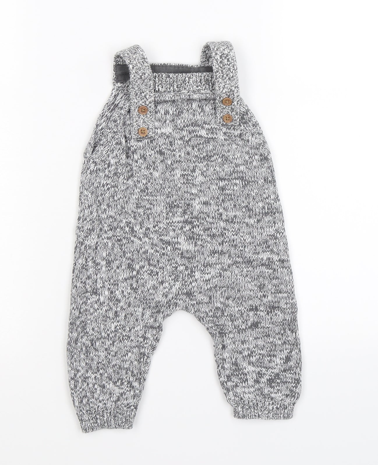 fred & flo Baby Grey  Knit Dungaree Outfit/Set Size 3-6 Months