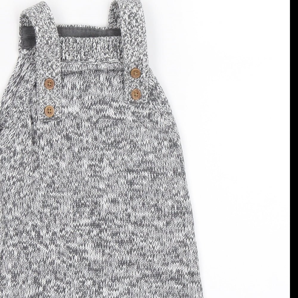 fred & flo Baby Grey  Knit Dungaree Outfit/Set Size 3-6 Months