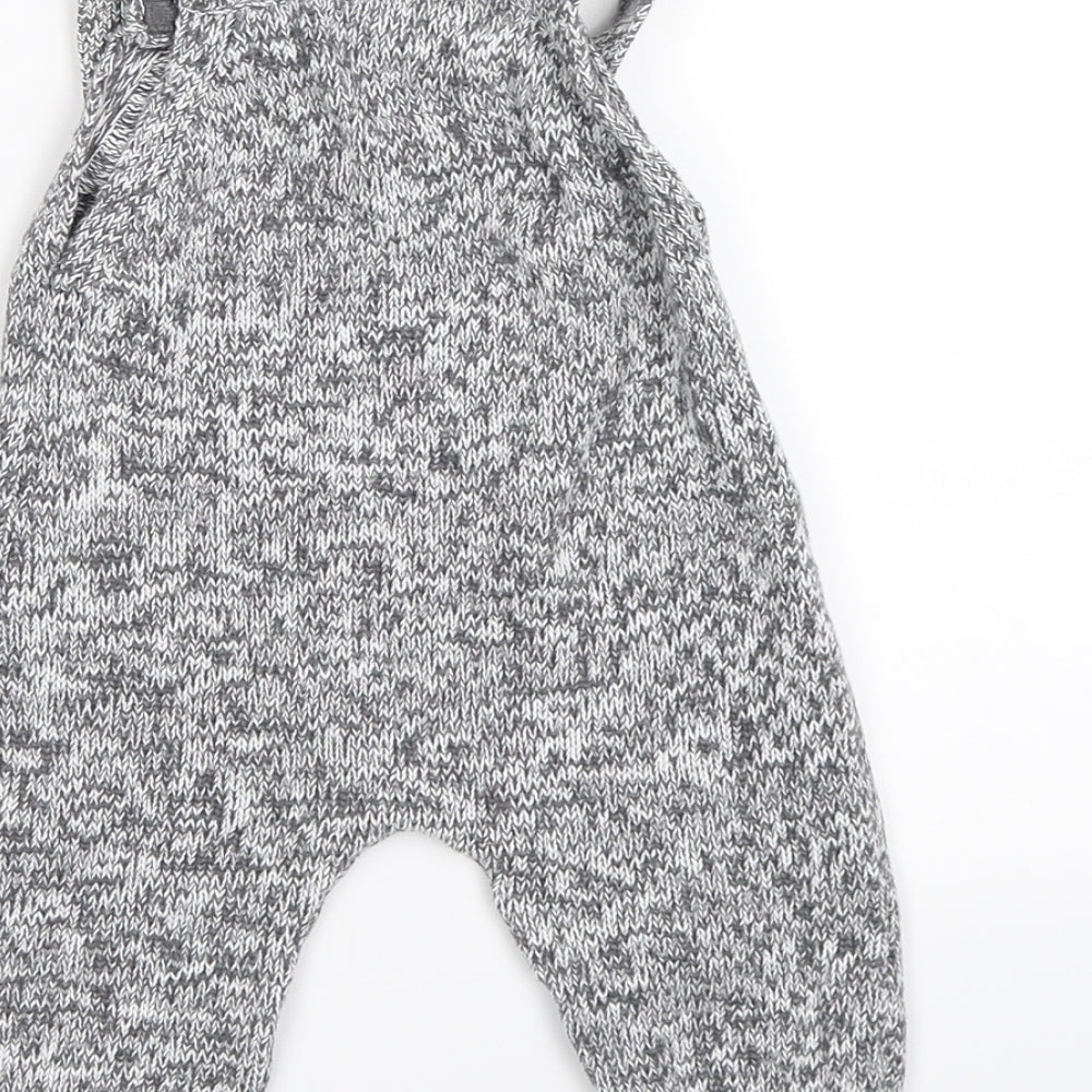 fred & flo Baby Grey  Knit Dungaree Outfit/Set Size 3-6 Months