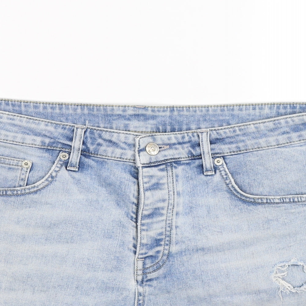 Preworn Mens Blue  Denim Cargo Shorts Size 36