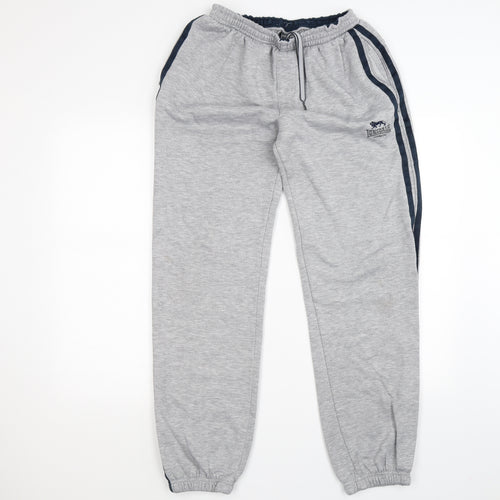 Lonsdale Mens Grey Striped Jersey Jogger Trousers Size M L30 in