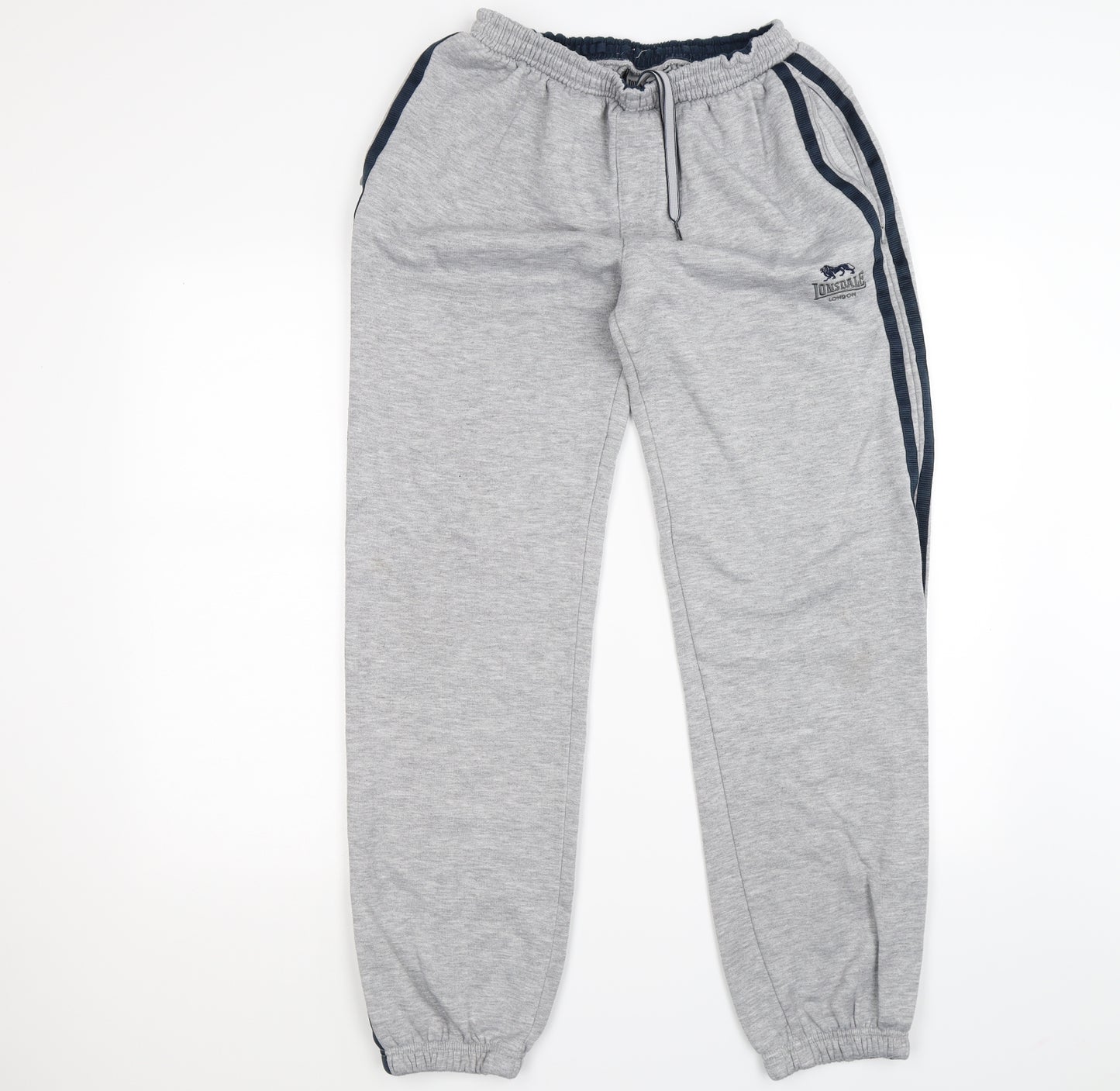 Lonsdale Mens Grey Striped Jersey Jogger Trousers Size M L30 in