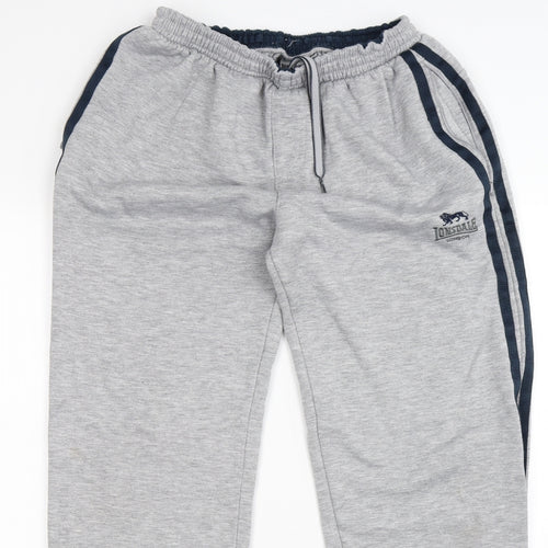 Lonsdale Mens Grey Striped Jersey Jogger Trousers Size M L30 in