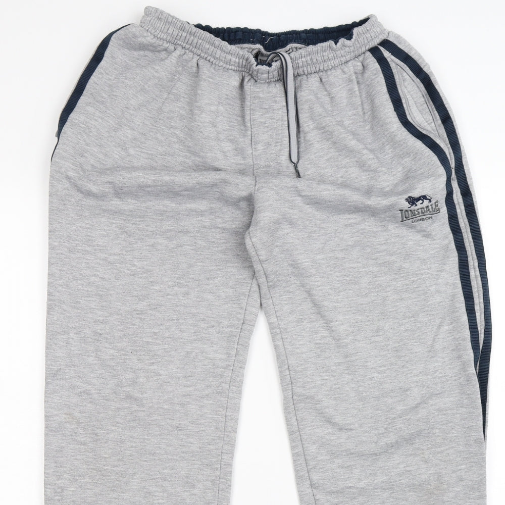Lonsdale Mens Grey Striped Jersey Jogger Trousers Size M L30 in
