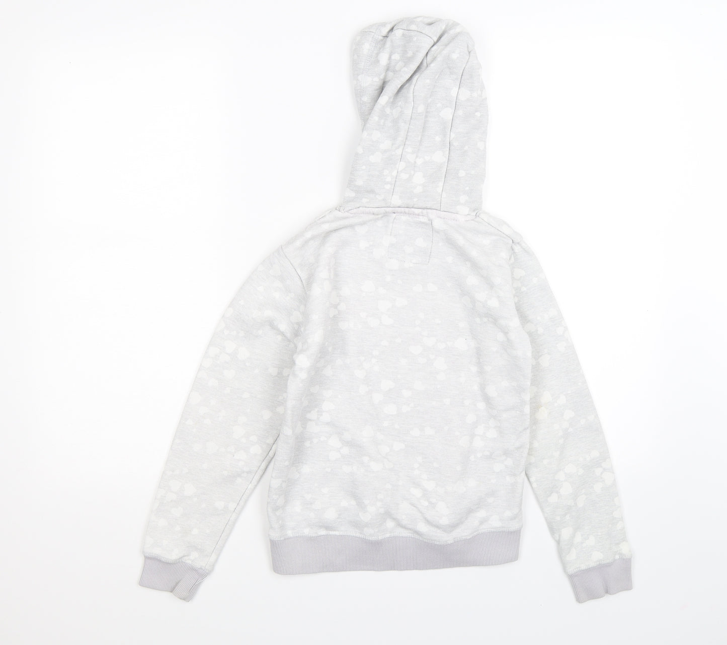 Lee Cooper Girls Grey Floral Jersey Pullover Hoodie Size 9-10 Years  - hearts