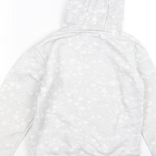 Lee Cooper Girls Grey Floral Jersey Pullover Hoodie Size 9-10 Years  - hearts