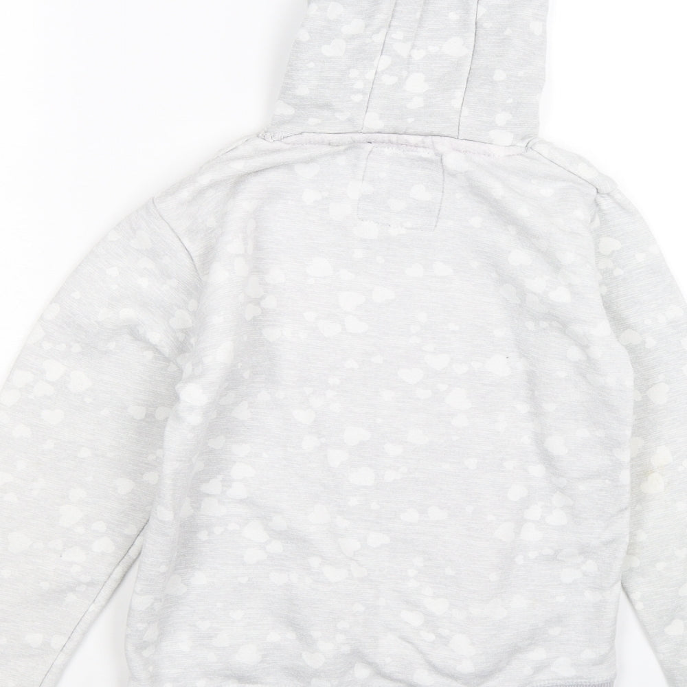 Lee Cooper Girls Grey Floral Jersey Pullover Hoodie Size 9-10 Years  - hearts