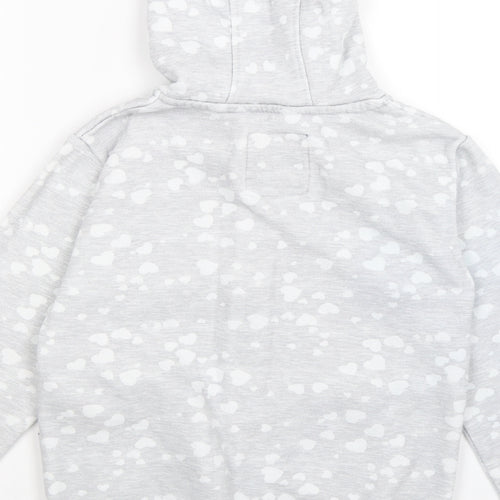 Lee Cooper Girls Grey Polka Dot Jersey Full Zip Hoodie Size 9-10 Years  - LOVE