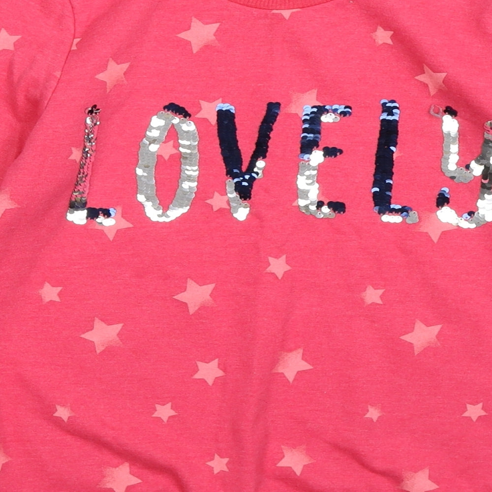 George Girls Pink Polka Dot Jersey Pullover Sweatshirt Size 11-12 Years  - Lovely, hearts