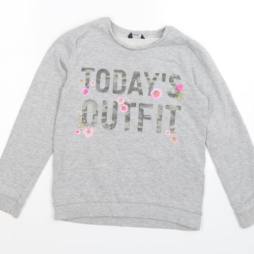George Girls Grey  Jersey Pullover Sweatshirt Size 10-11 Years  - Todays outfit