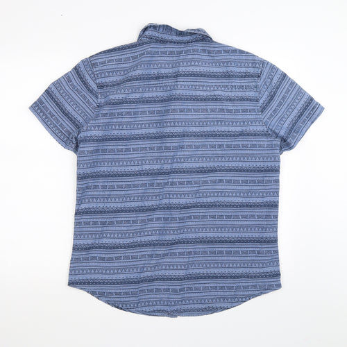 New Look Mens Blue Geometric   Button-Up Size L