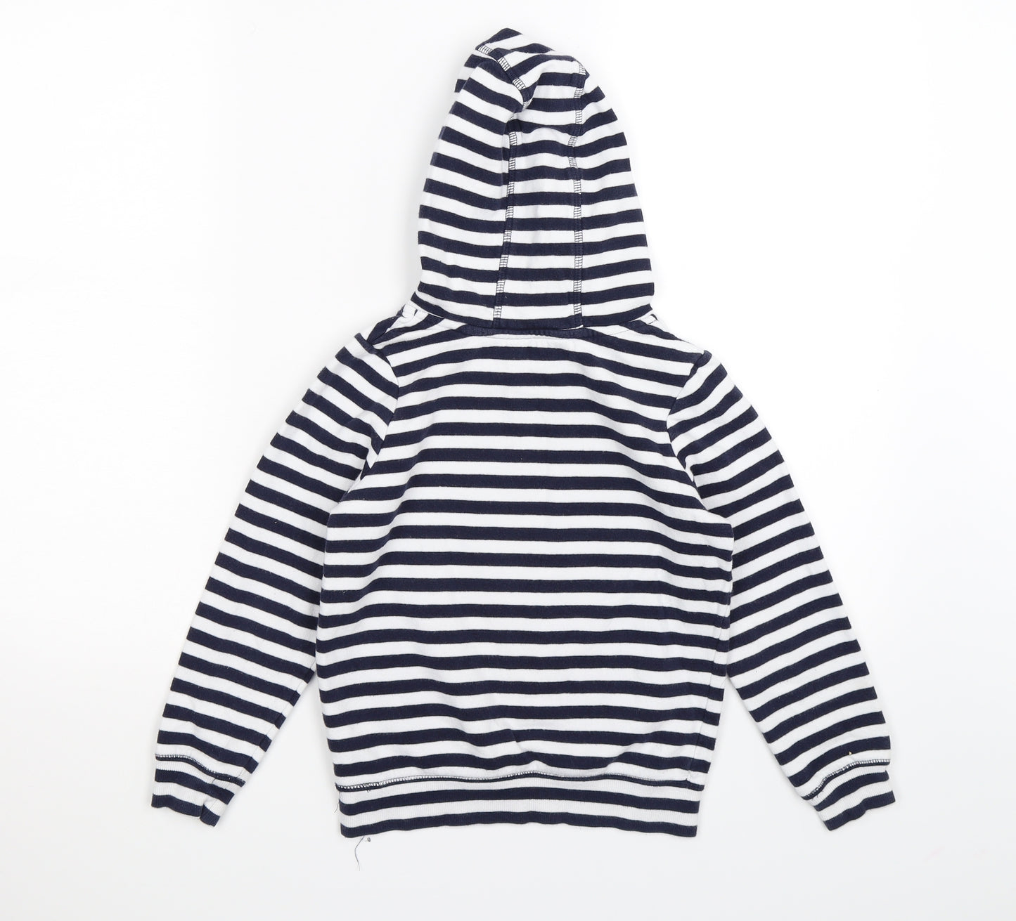 George Girls White Striped Jersey Pullover Hoodie Size 8-9 Years  - blue heart