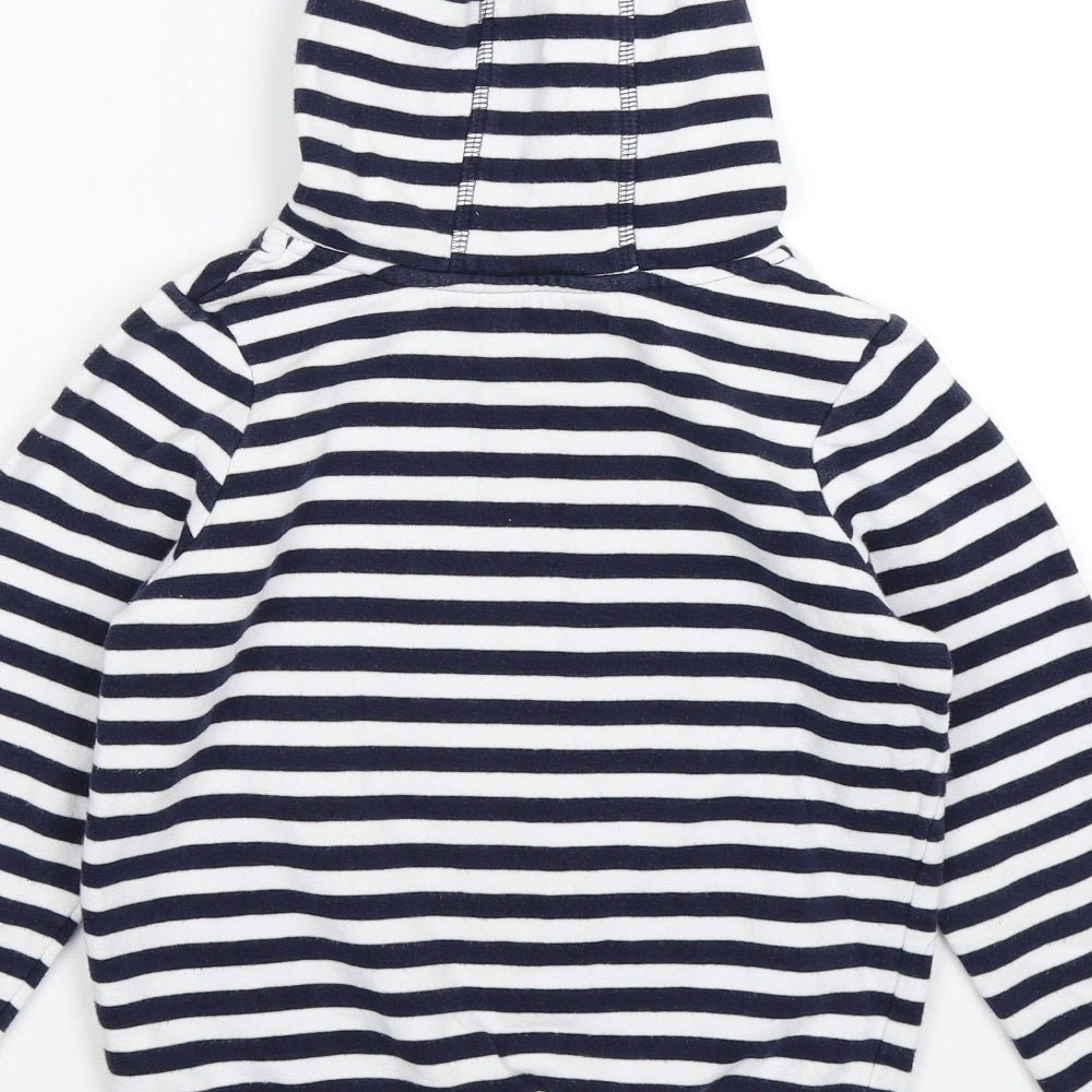 George Girls White Striped Jersey Pullover Hoodie Size 8-9 Years  - blue heart