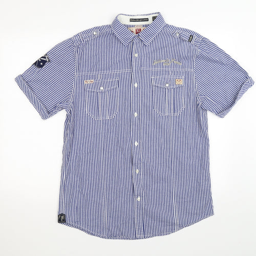 Fly Guy Mens Blue Check   Button-Up Size XL
