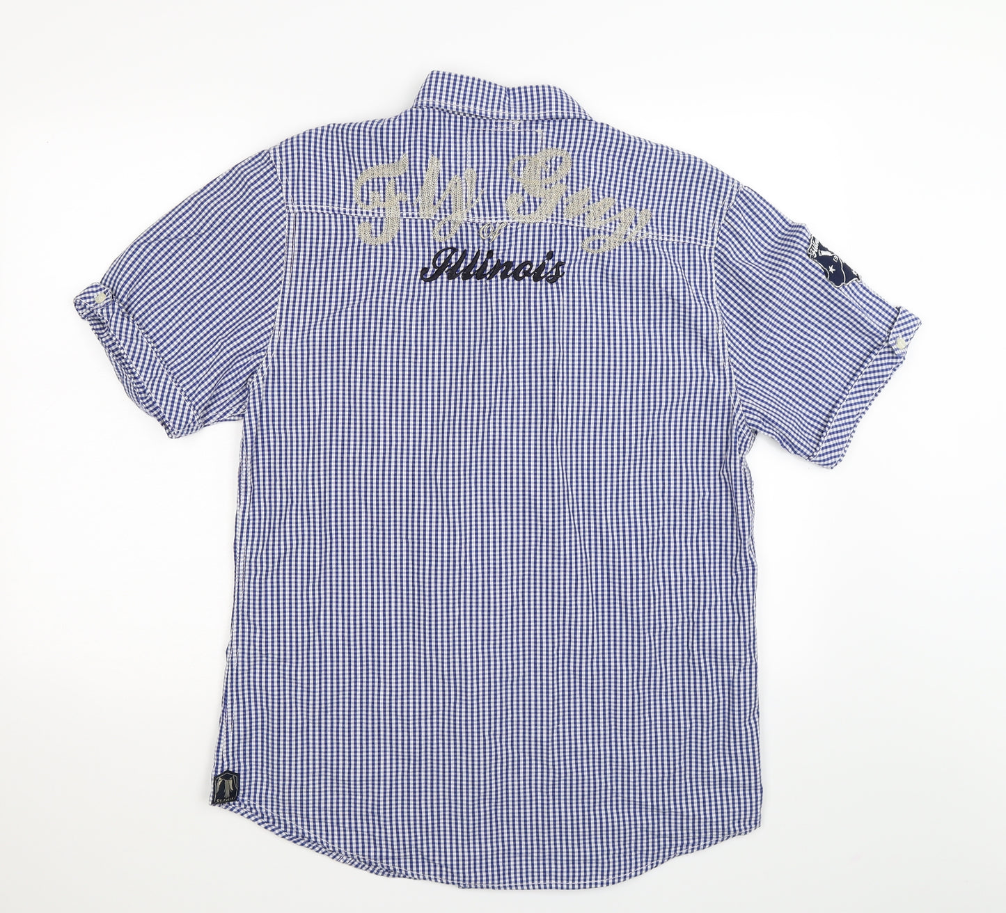 Fly Guy Mens Blue Check   Button-Up Size XL