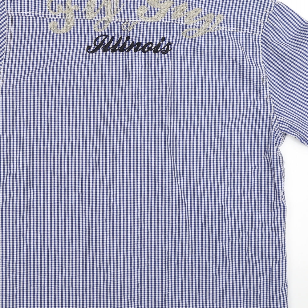 Fly Guy Mens Blue Check   Button-Up Size XL