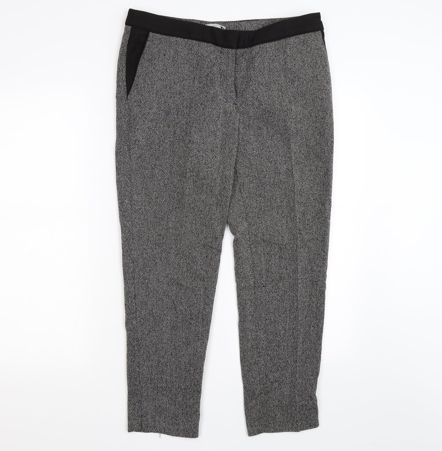 H&M Womens Grey  Knit Capri Trousers Size 10 L26 in - work office formal