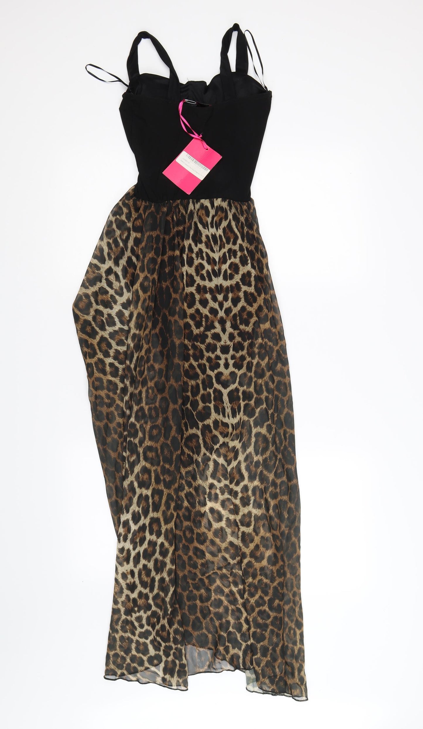 Boohoo Womens Brown Animal Print Chiffon Tank Dress  Size 10  - leopard print