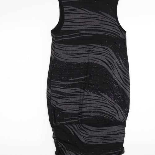 Dorothy Perkins Womens Grey Striped  Tunic T-Shirt Size 8